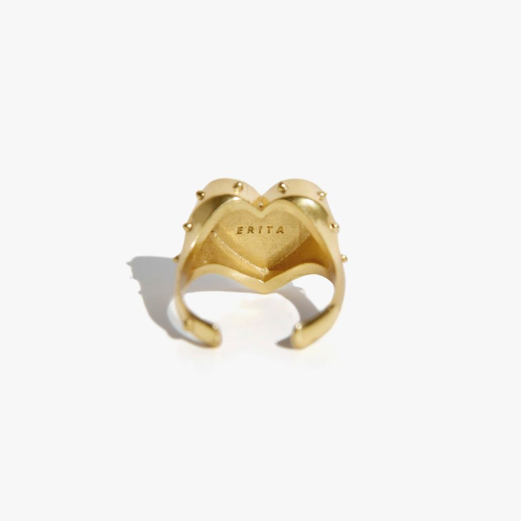 PASSIONATE Signet Ring | Gold heart ring &amp; yellow enamel volume L