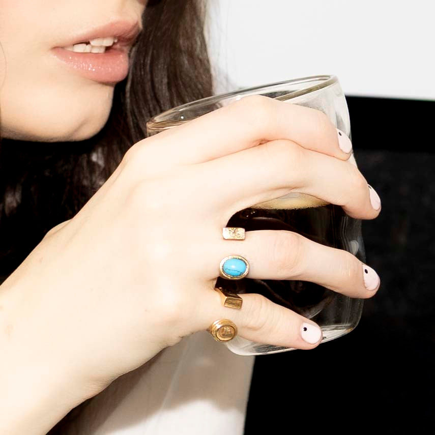 LA N°2 Signet Ring | Gold &amp; turquoise ring volume M