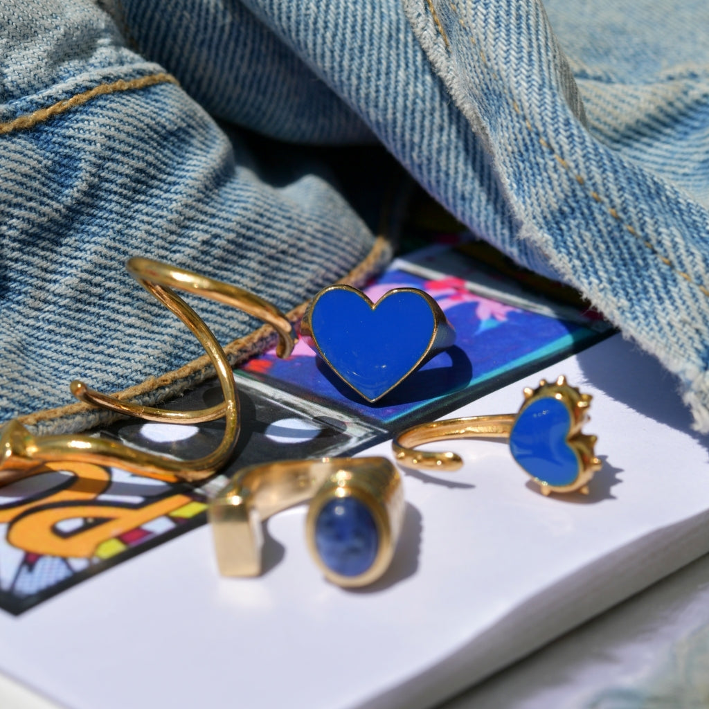 HEART The Classic Signet Ring | Gold &amp; Blue Enamel Ring Volume L